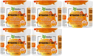 5 x EkaMedica Witamina C+B+C POMARAŃCZ 250 g – Odporność Antyoksydacja Energia