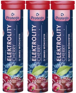 3 x Salvum Protego Elektrolity Cherry 20 tabletek musujących – Elektrolity Nawodnienie Minerały