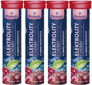 4 x Salvum Protego Elektrolity Cherry 20 tabletek musujących – Elektrolity Nawodnienie Minerały