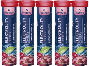 5 x Salvum Protego Elektrolity Cherry 20 tabletek musujących – Elektrolity Nawodnienie Minerały