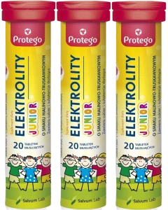 3 x Salvum Protego Elektrolity Junior 20 tabletek musujących – Elektrolity Nawodnienie Dzieci
