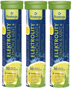 3 x Salvum Protego Elektrolity Lemon&Mint+ 20 tabletek musujących – Elektrolity Nawodnienie Minerały