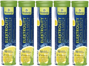 5 x Salvum Protego Elektrolity Lemon&Mint+ 20 tabletek musujących – Elektrolity Nawodnienie Minerały