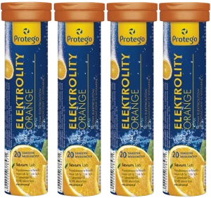 4 x Salvum Protego Elektrolity Orange 20 tabletek musujących – Elektrolity Nawodnienie Minerały