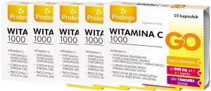 5 x Salvum Protego Witamina C 1000 GO 20 tabletek musujących – Odporność Antyoksydacja Witamina C