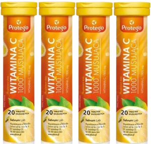 4 x Salvum Protego Witamina C 1000 Musująca 20 tabletek musujących – Odporność Antyoksydacja Witamina C