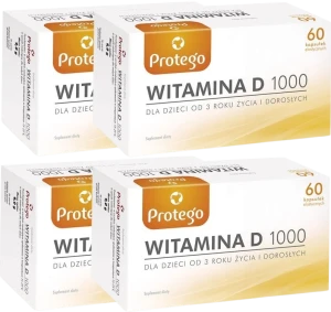 4 x Salvum Protego Witamina D 1000 60 kapsułek – Odporność Kości Mięśnie