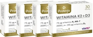 4 x Salvum Protego Witamina K2+D3 30 kapsułek – Kości Wapń Odporność