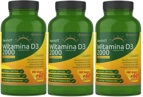 3 x XeniVIT Witamina D 2000, 240 kaps. softgel, Xenico.webp