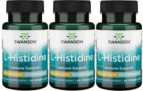 3 x AjiPure L-Histydyna L-Histidine 500mg 60kaps, Swanson.webp