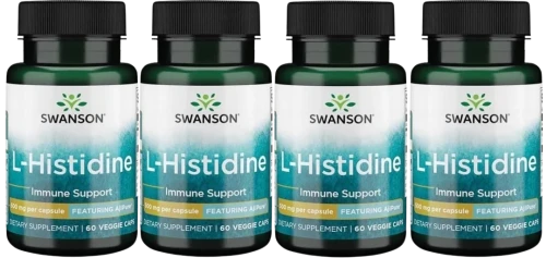 4 x AjiPure L-Histydyna L-Histidine 500mg 60kaps, Swanson.webp