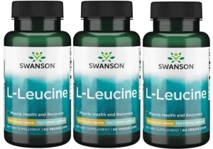 3 x AjiPure L-leucyna L-Leucine 500mg 60 kaps, Swanson