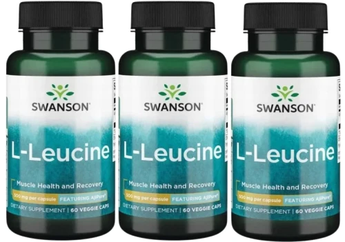 3 x AjiPure L-leucyna L-Leucine 500mg 60 kaps, Swanson.webp