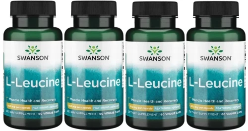 4 x AjiPure L-leucyna L-Leucine 500mg 60 kaps, Swanson.webp
