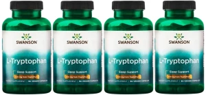 4 x AjiPure L-Tryptophan L-Tryptofan 500mg 90caps, Swanson