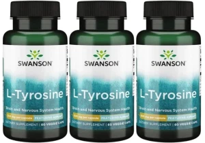 3 x AjiPure L-Tyrozyna L-Tyrosine 500mg 60kaps, Swanson