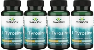 4 x AjiPure L-Tyrozyna L-Tyrosine 500mg 60kaps, Swanson