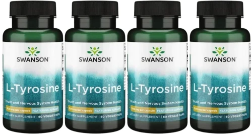 4 x AjiPure L-Tyrozyna L-Tyrosine 500mg 60kaps, Swanson.webp