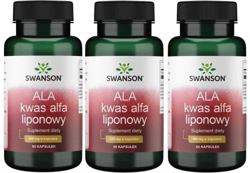 3 x ALA Kwas Alfa Liponowy 600mg 60 kaps, Swanson.webp