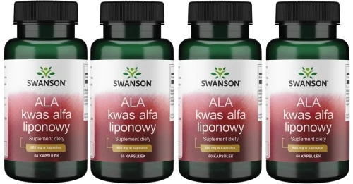4 x ALA Kwas Alfa Liponowy 600mg 60 kaps, Swanson.webp