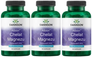 3 x Albion Chelat Magnezu 133mg 90 kaps, Swanson