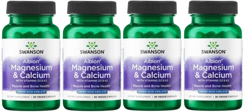 4 x Albion Magnesium &amp; Calcium - Albion Chelat Magnezu i Wapnia z D-3 i K-2, Swanson.webp