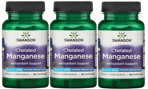 3 x Chelated Manganese - Chelat Manganu 10mg 180kaps, Swanson.webp