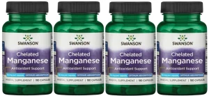 4 x Chelated Manganese - Chelat Manganu 10mg 180kaps, Swanson