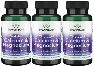 3 x Chelated Calcium & Magnesium - Chelat Wapnia i Magnezu 60 kaps, Swanson