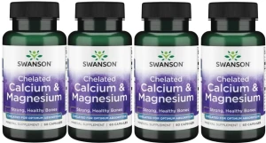 4 x Chelated Calcium & Magnesium - Chelat Wapnia i Magnezu 60 kaps, Swanson