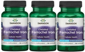 3 x Chelated Ferrochel Iron - Chelat Żelaza Ferrochel 18mg 180kap, Swanson