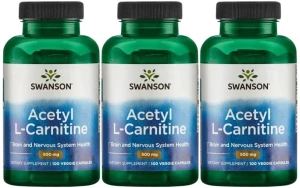 3 x Acetyl L-Carnitine - Acetyl L-Karnityna 500mg 100vcaps, Swanson