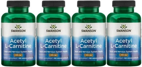 4 x Acetyl L-Carnitine - Acetyl L-Karnityna 500mg 100vcaps, Swanson.webp