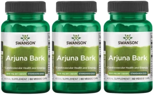 3 x Arjuna Bark 500mg 60 vcaps, Swanson