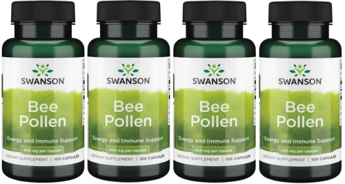 4 x Bee Pollen (pyłek pszczeli) 400mg 100kaps, Swanson.webp