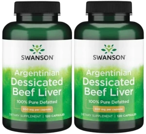 2 x Argentinian Dessicated Beef liver 120 kaps, Swanson