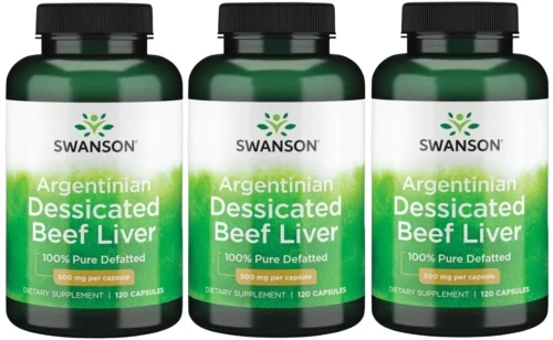 3 x Argentinian Dessicated Beef liver 120 kaps, Swanson.webp