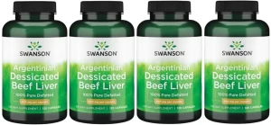 4 x Argentinian Dessicated Beef liver 120 kaps, Swanson