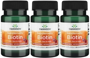 3 x Biotyna 60 tabletek do ssania, Swanson