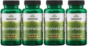 4 x Swanson Bromelain - Bromelina 60 kapsułek - Trawienie Białek Przeciwzapalne