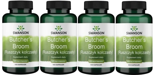 4 x Butcher's broom Ruszczyk kolczasty 470mg 100caps, Swanson.webp