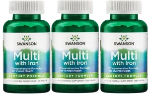 3 x Swanson Multi with Iron (Century Formula) 130 tabletek - Antyoksydant Krążenie Mięśnie