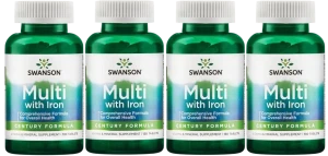 Zestaw 4x Swanson Multi with Iron (Century Formula) 130 tabletek - Antyoksydant Krążenie Mięśnie