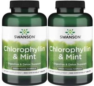 2 x Chlorophyllin & Mint - Chlorofil z miętą 500 tabl do ssania, Swanson
