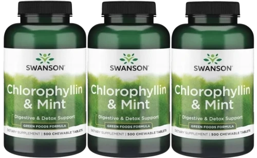3 x Chlorophyllin &amp; Mint - Chlorofil z miętą 500 tabl do ssania, Swanson.webp