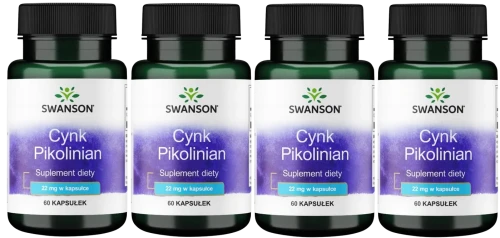 4 x Cynk Pikolinian 22mg 60 kaps, Swanson.webp