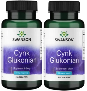 2 x Cynk Glukonian 15mg 250tabs, Swanson