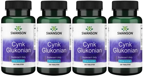 4 x Cynk Glukonian 15mg 250tabs, Swanson.webp