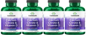4 x Calcium Citrate & Vitamin D - Cytrynian wapnia & Witamina D-3 250tabl, Swanson