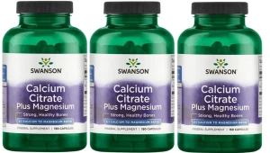 3 x Calcium Citrate + Magnesium - Cytrynian wapnia + magnez 150 kapsułek, Swanson